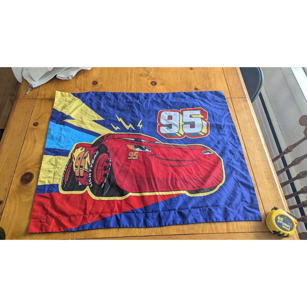 Disney Pixar Cars Lightning McQueen Blue Pillow Sham Case 30x24